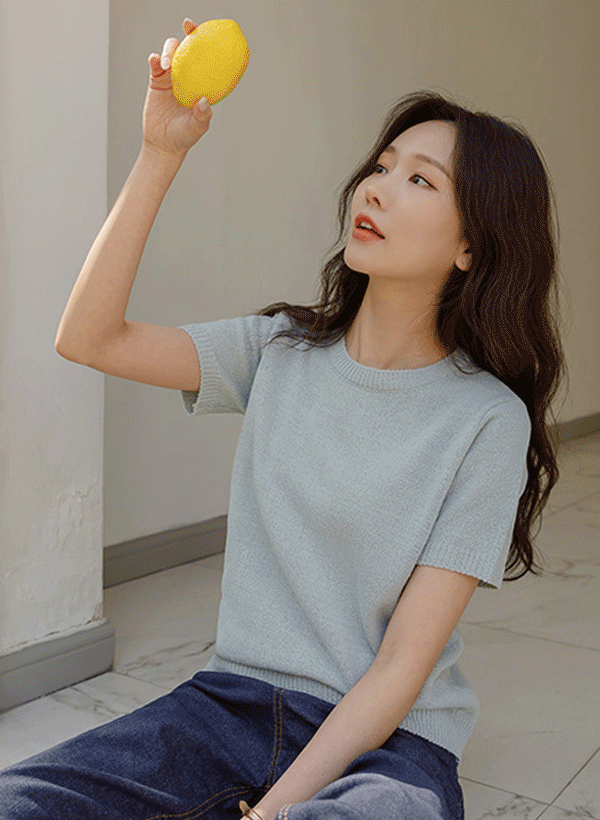 韓國圈圈紗短袖針織上衣