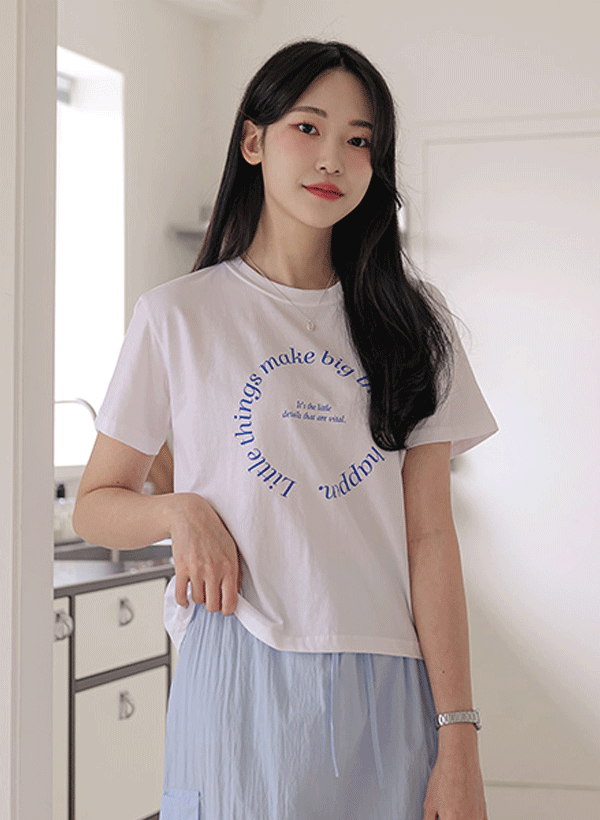 韓國圓環字母短袖T恤
