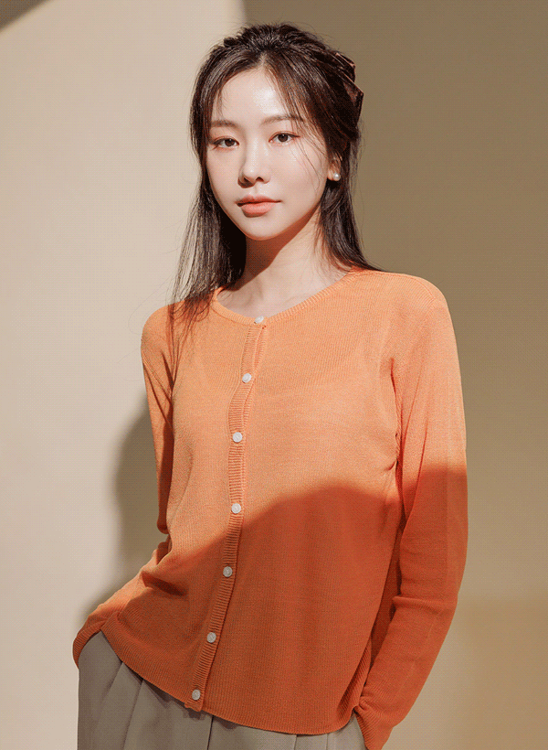 韓國亮色系涼爽排釦針織外套