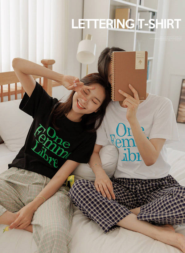 韓國Libre彩色文字圖案短袖T恤