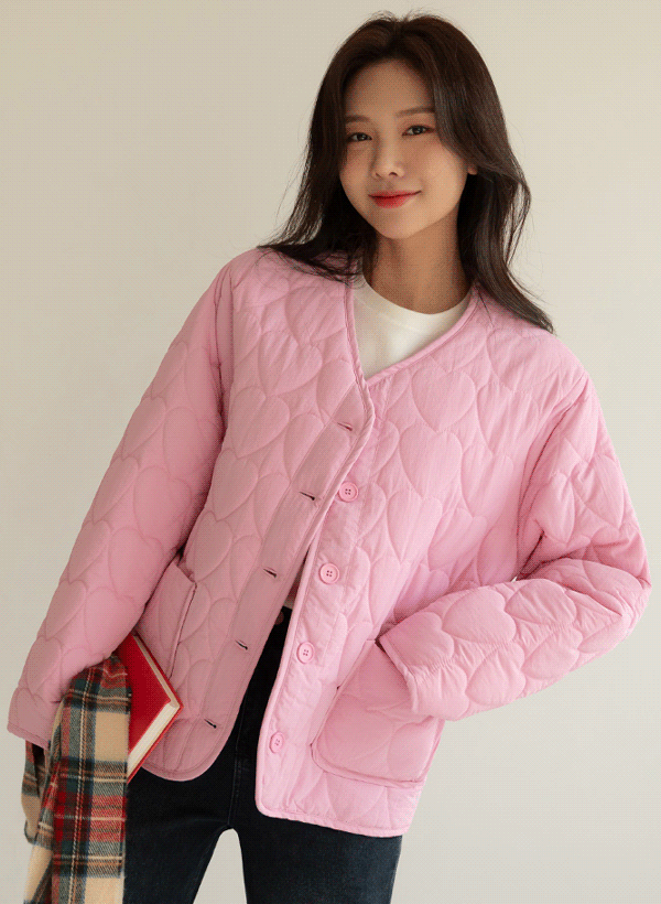 韓國愛心絎縫輕量保暖外套