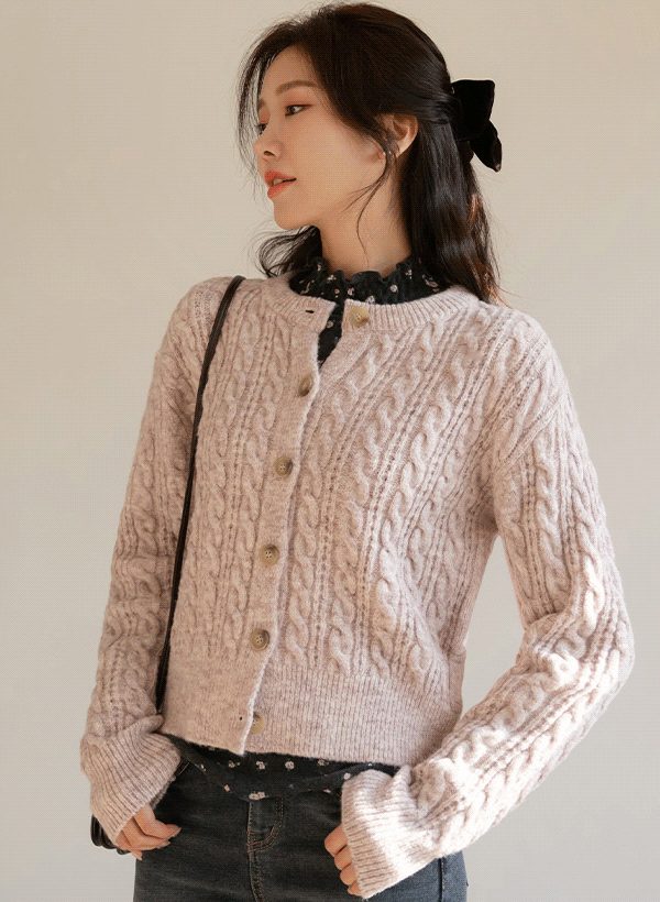 韓國麻花紋排釦針織外套