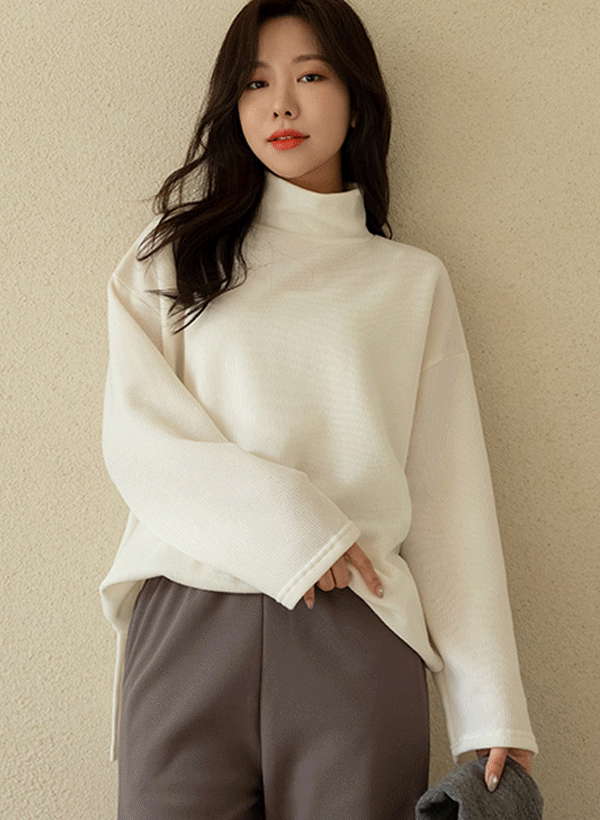 韓國羅紋寬鬆針織上衣